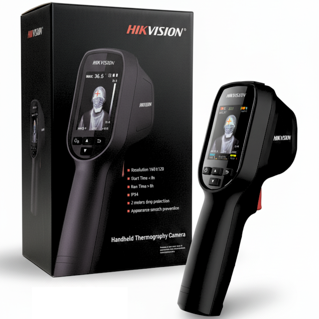 Hikvision Wärmebildkamera Fieberthermometer mit Temperaturmessung und KI-Fiebererkennung, 160 x 120 Pixel, 3,1 mm Brennweite, Wiederaufladbarer Akku, bis 128 GB Speicher für Innen- und Außeneinsatz