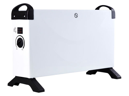 HotSerie Elektrischer Heizlüfter 2000W Weiß, Konvektor-Heizgerät mit 3 Heizstufen, regelbarem Thermostat, Überhitzungsschutz, Standfüßen und Griffen, kompakt, leicht und mobil für Innenräume