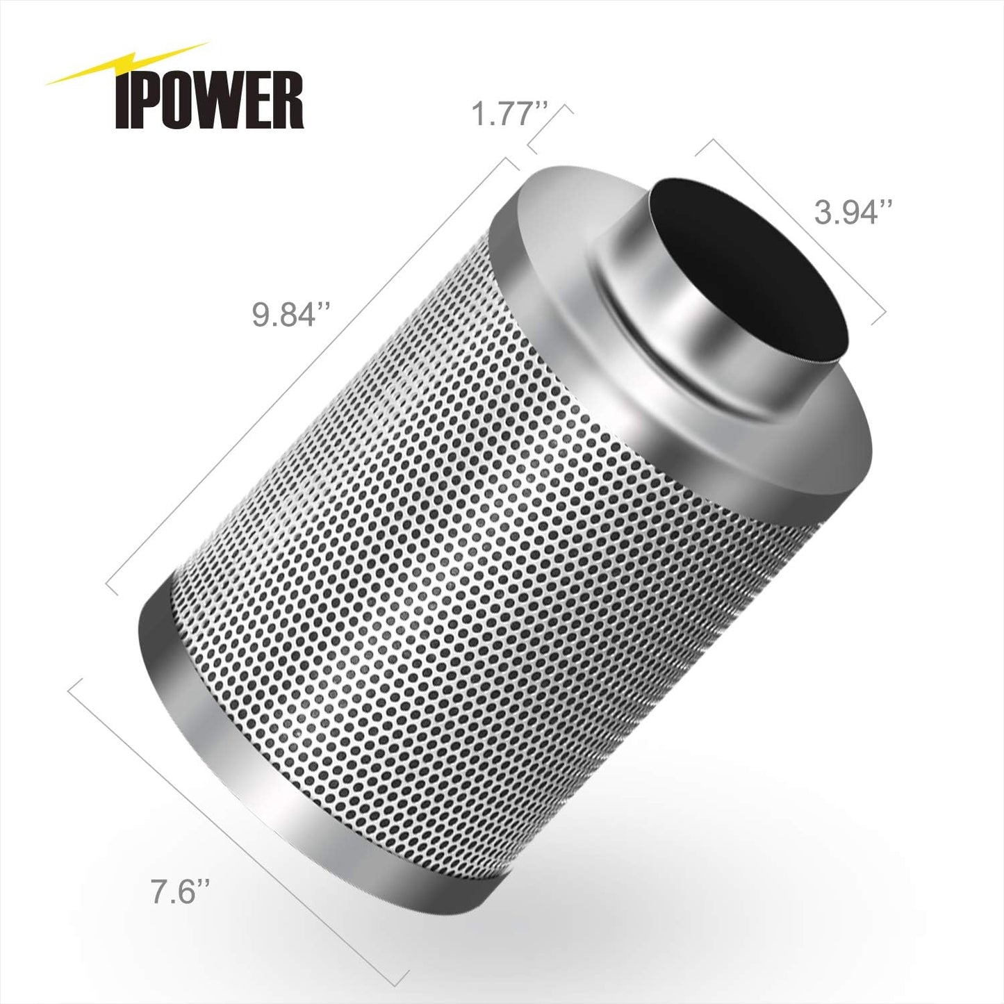 iPower 4 Zoll Aktivkohlefilter – Effizienter Geruchsfilter mit australischer RC412 Aktivkohle, reversibler Flansch, Vorfilter, ideal für Growzelte, Hydrokultur, Lüftungssysteme, Küchengerüche, Indoor Belüftung