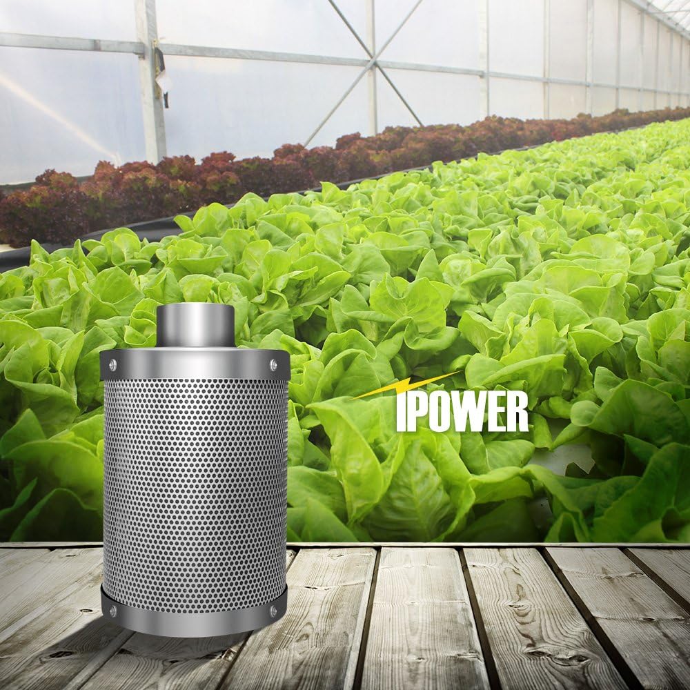 iPower 4 Zoll Aktivkohlefilter – Effizienter Geruchsfilter mit australischer RC412 Aktivkohle, reversibler Flansch, Vorfilter, ideal für Growzelte, Hydrokultur, Lüftungssysteme, Küchengerüche, Indoor Belüftung