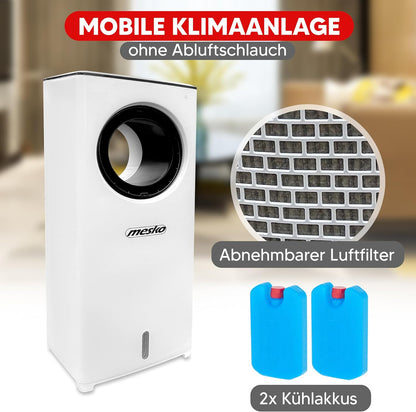 JUNG BLADELESS Mobile Klimaanlage ohne Abluftschlauch, 3-in-1 Luftkühler, Luftreiniger, Luftbefeuchter, Fernbedienung, 8h Timer, leise, für Räume bis 10m², energiesparend und umweltfreundlich