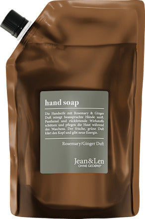 Jean&Len Flüssigseife rosemary & ginger, Rosmarin & Ingwer, Nachfüllpack, 0,5 l
