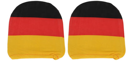 JUNG Kopfstützenüberzug 2er Set Deutschland Fanartikel EM 2024, Kopfstützenbezug Schwarz Rot Gold Flagge, EM 2024 Fanpaket für Damen und Herren, Europameisterschaft Autozubehör