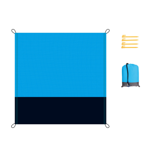 JUNG Camping Bodenmatte 200x210cm Blau Leicht Kompakt Faltbar Tragbar Outdoor Picknick Zeltboden Schutz Komfortabel Freizeit Reisen Wandern Strand