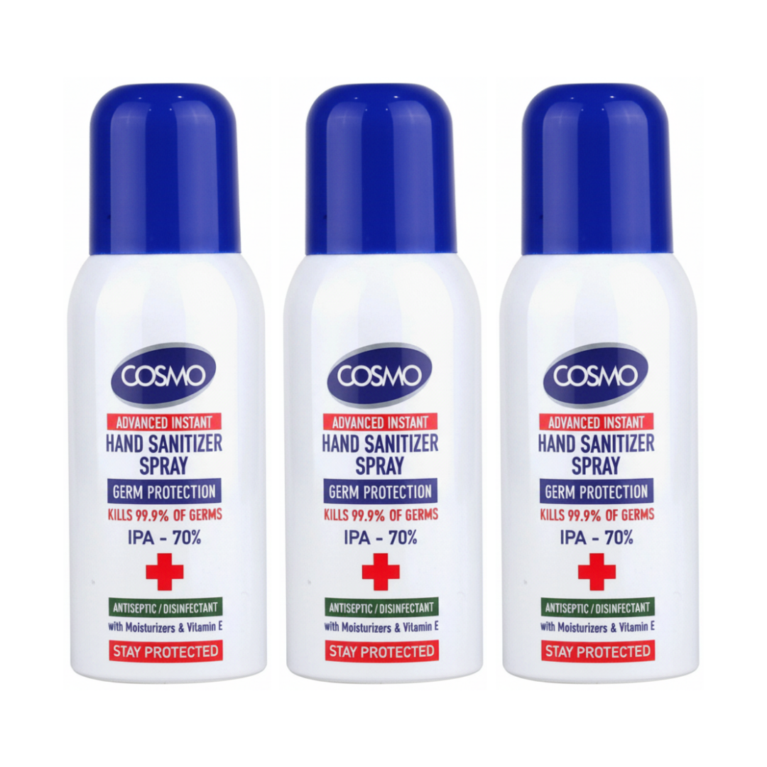 JUNG COSMO Handdesinfektionsspray 3x100ml Handdesinfektionsmittel Für Hände Hygiene Schnell Trocknend Praktisch Sauber Desinfektion Zuhause Büro