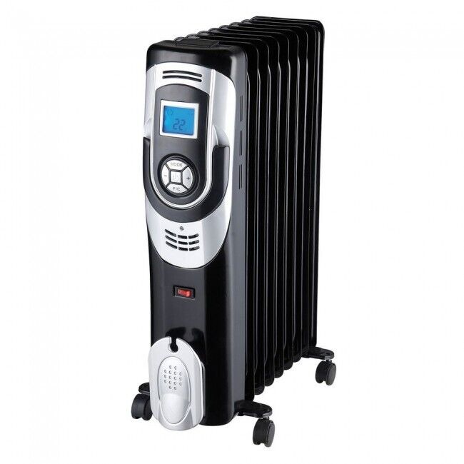 JUNG DREXON EUR25 Ölradiator Elektrische Heizung 2500W Heizkörper mit Thermostat, Starker Öl-Radiator mit 11 Rippen, Leise Raumheizung, Mobil, Timerfunktion, Zusatzheizung für 35m²