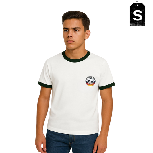 JUNG Deutschland Trikot EM 2024 Fussball Fan T-Shirt Gr. S für Damen & Herren, Fanbekleidung Europameisterschaft, Deutschland Shirt Schwarz Rot Gold, Fanartikel EM Trikot Männer Frauen