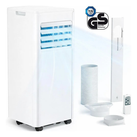 Commodoor AIR TK04 Mobile Klimaanlage 9000 BTU, 2,6 kW, Fernbedienung, Entfeuchtungsfunktion, Abluftschlauch, Energieeffizienz A, leise 60 dB, für Räume bis 75 m³, flexible Kühlung und Belüftung