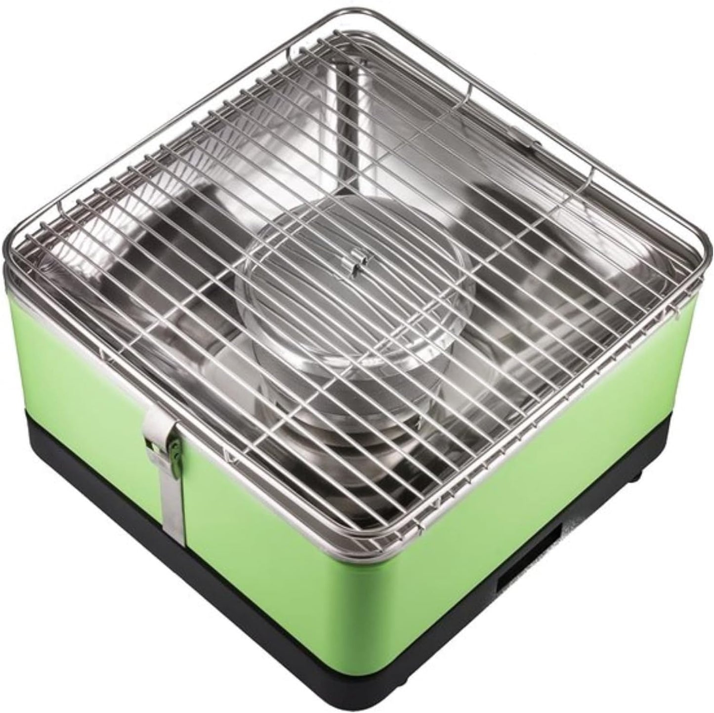 JUNG BBQ Arizona rauchfreier Holzkohle-Grill für Balkon, Terrasse, Boot – kompakter, mobiler Grill mit Edelstahlkonstruktion, schnelles Aufheizen, inklusive 6x Brennpaste und wiederaufladbarem Akku