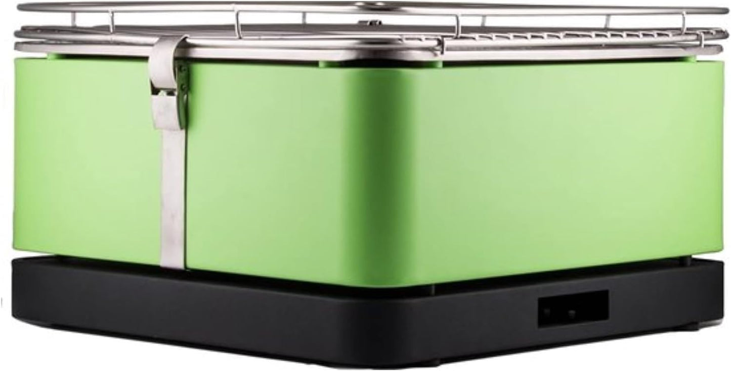 JUNG BBQ Arizona rauchfreier Holzkohle-Grill für Balkon, Terrasse, Boot – kompakter, mobiler Grill mit Edelstahlkonstruktion, schnelles Aufheizen, inklusive 6x Brennpaste und wiederaufladbarem Akku