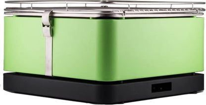 JUNG BBQ Arizona rauchfreier Holzkohle-Grill für Balkon, Terrasse, Boot – kompakter, mobiler Grill mit Edelstahlkonstruktion, schnelles Aufheizen, inklusive 6x Brennpaste und wiederaufladbarem Akku