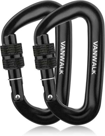 VANWALK Aluminium Karabinerhaken Set mit Locking-System – ultraleicht und robust – Schlüsselanhänger, Outdoor-Karabiner, Aluminium Karabiner für Rucksack, Camping, Wandern, Hängematte, Reisen