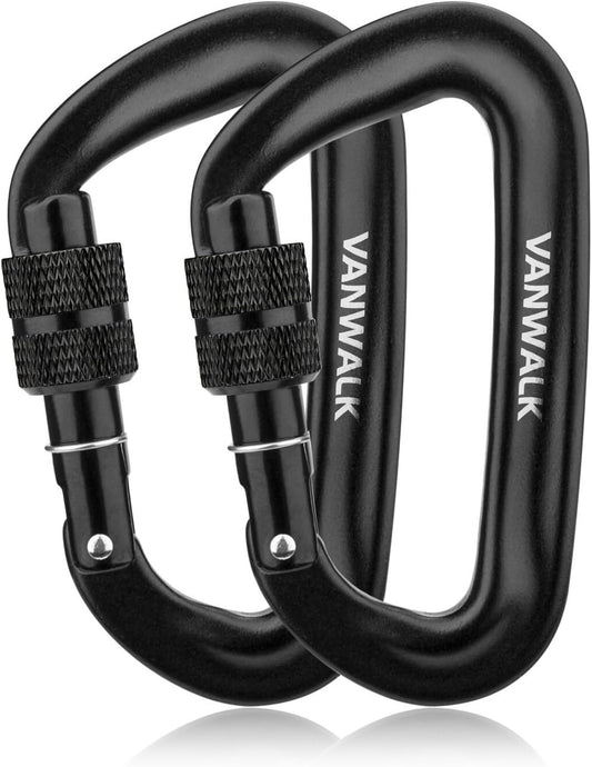 VANWALK Aluminium Karabinerhaken Set mit Locking-System – ultraleicht und robust – Schlüsselanhänger, Outdoor-Karabiner, Aluminium Karabiner für Rucksack, Camping, Wandern, Hängematte, Reisen