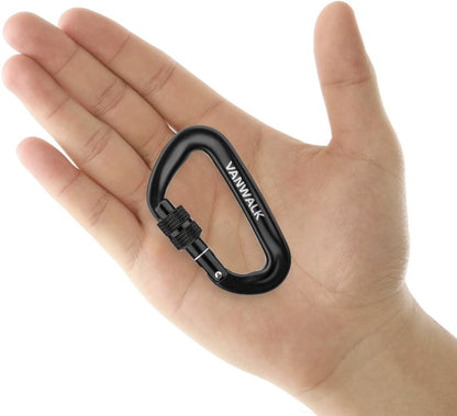 VANWALK Aluminium Karabinerhaken Set mit Locking-System – ultraleicht und robust – Schlüsselanhänger, Outdoor-Karabiner, Aluminium Karabiner für Rucksack, Camping, Wandern, Hängematte, Reisen