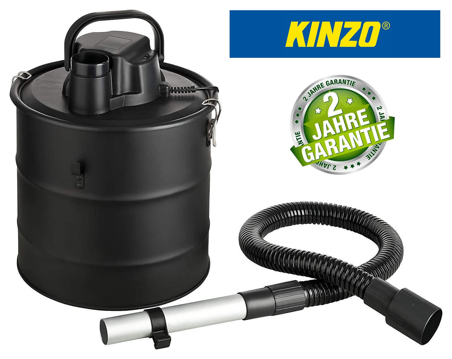 Jung Kinzo K0411 Aschesauger Kaminsauger 800W, 18L Edelstahlbehälter, 2in1 Nass- und Trockensauger mit Gebläsefunktion, wiederverwendbarer HEPA-Filter, flexibler Saugschlauch, ideal für Grill und Feuerstellen