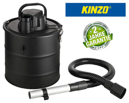 Jung Kinzo K0411 Aschesauger Kaminsauger 800W, 18L Edelstahlbehälter, 2in1 Nass- und Trockensauger mit Gebläsefunktion, wiederverwendbarer HEPA-Filter, flexibler Saugschlauch, ideal für Grill und Feuerstellen