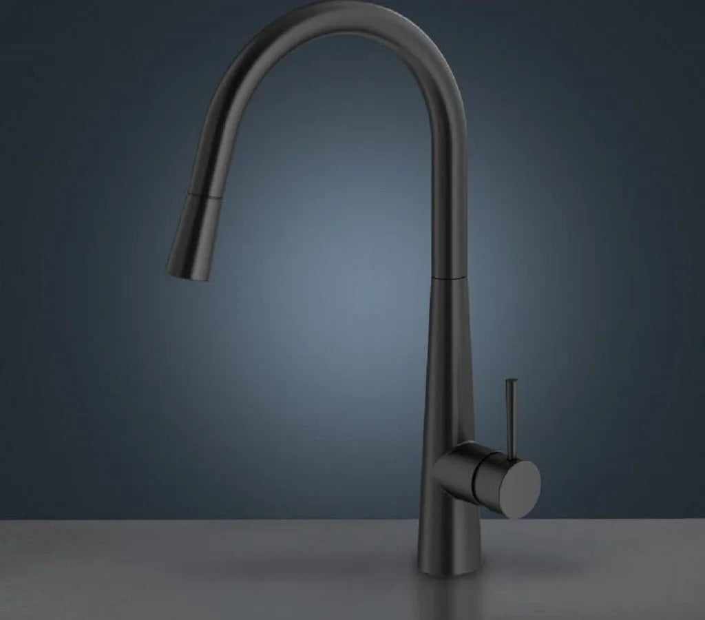 Mariner Küchenarmatur Cucina mit 360° Schwenkbarem Auslauf und Ausziehbarer Brause – Einhebelmischer für Küche, Warmwasserarmatur und Kaltwasseranschluss, Flexschläuche Inklusive