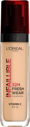 L'ORÉAL PARiS Foundation Infaillible 32H Fresh Wear, 220 Sand, LSF 25, 30 ml
