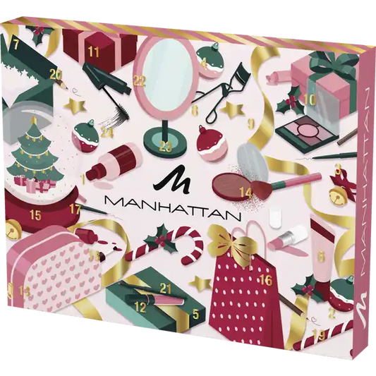MANHATTAN Make-up Frauen Adventskalender 2025 24 Make-up Produkten, Primer, Lipliner, Mascara, für Damen und Mädchen Advent Kalender ( Wert 150€ )