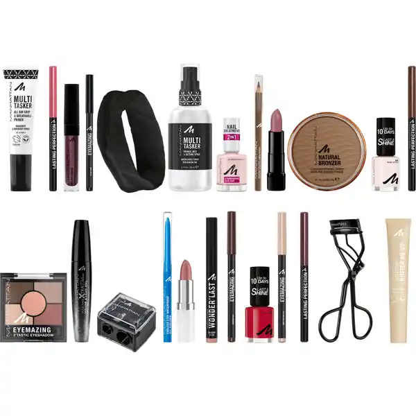 MANHATTAN Make-up Frauen Adventskalender 2025 24 Make-up Produkten, Primer, Lipliner, Mascara, für Damen und Mädchen Advent Kalender ( Wert 150€ )