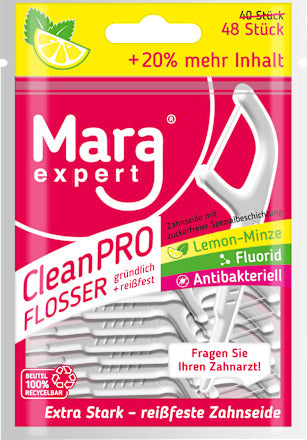 Mara Zahnseidesticks Clean PRO Lemon-Minze fluorid antibakteriell, 48 St