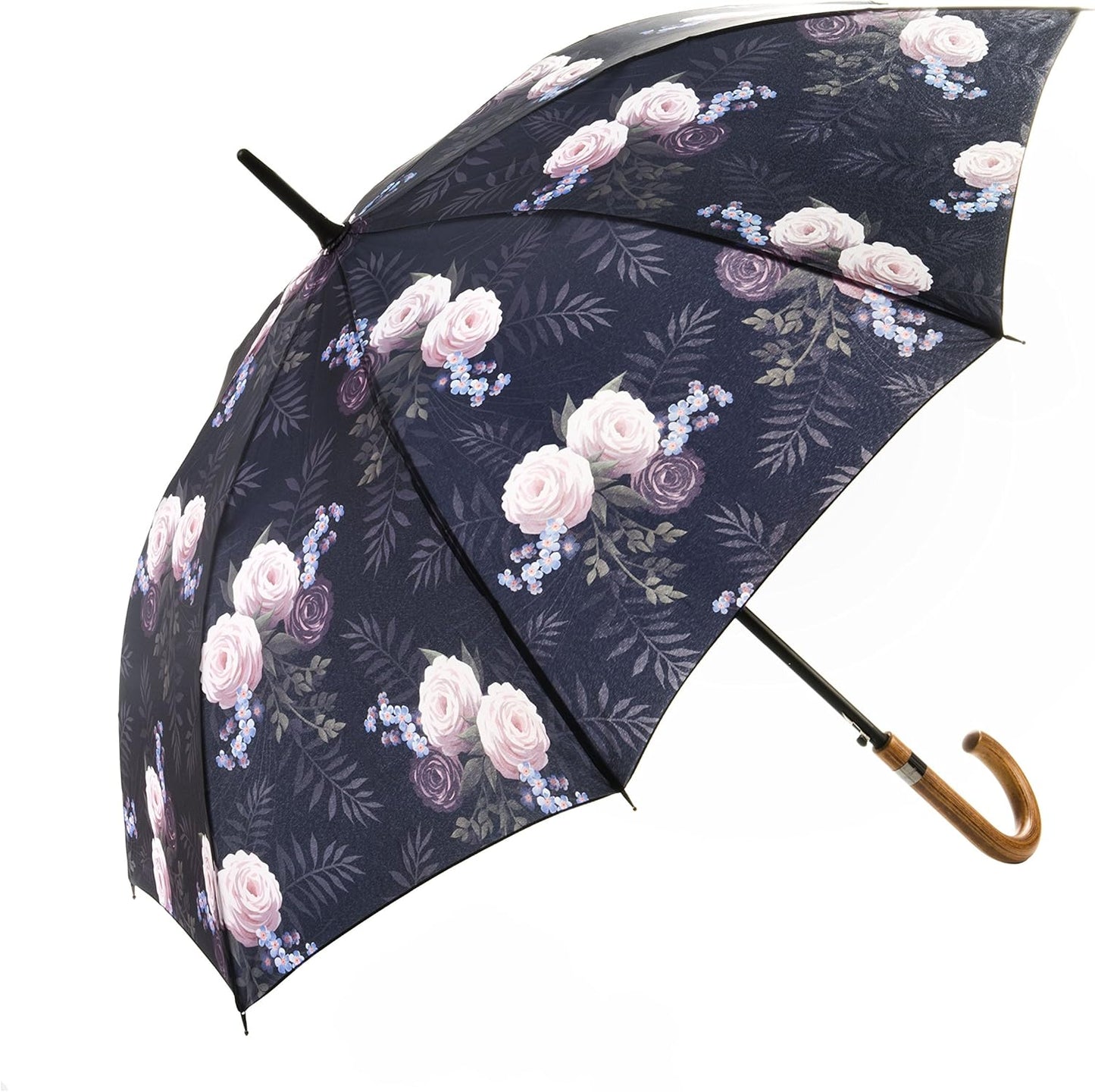 Mary Sam's Regenschirm Stockschirm Blumenmuster Rosa Lila Damen Herren Ultraleicht Sturmfest Automatik Holzgriff Winddicht Wasserabweisend Schirm Produkt