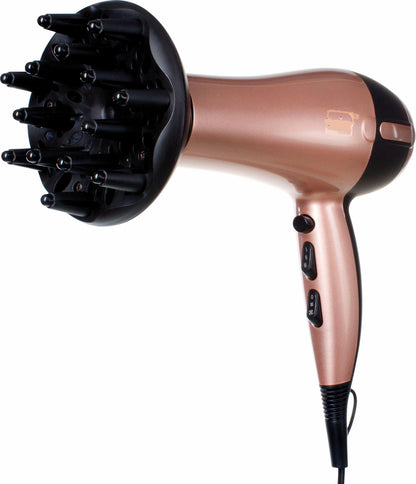 MIA ThermoProtect 2200W Ionen Haartrockner, leistungsstarker Föhn mit Volumendiffuser und Stylingdüse für schnelles Trocknen, Frizz-reduzierend, für glänzendes Haar, leicht und ergonomisch