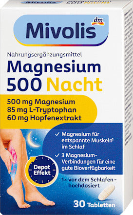 Mivolis Magnesium 500 Nacht Depot Tabletten, 30 St, 44 g