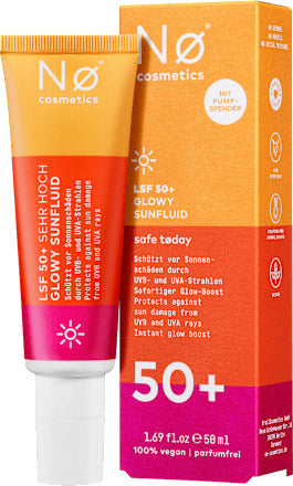 NØ cosmetics Sonnenfluid Gesicht Glowy safe today LSF 50+, 50 ml