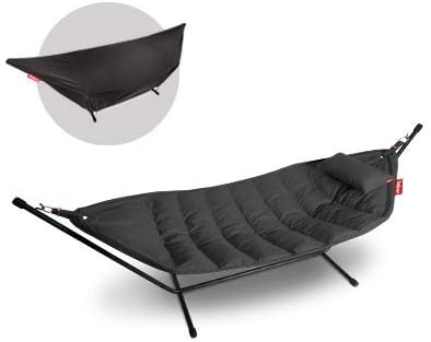 Fatboy® Headdemock Deluxe Liege Anthracite Hängematte für Zwei, mit Metallgestell, Kissen und Abdeckung - Faltbar, Outdoor geeignet, UV-beständig, Wasser- und Schmutzabweisend, Max. 150 kg Tragfähigkeit