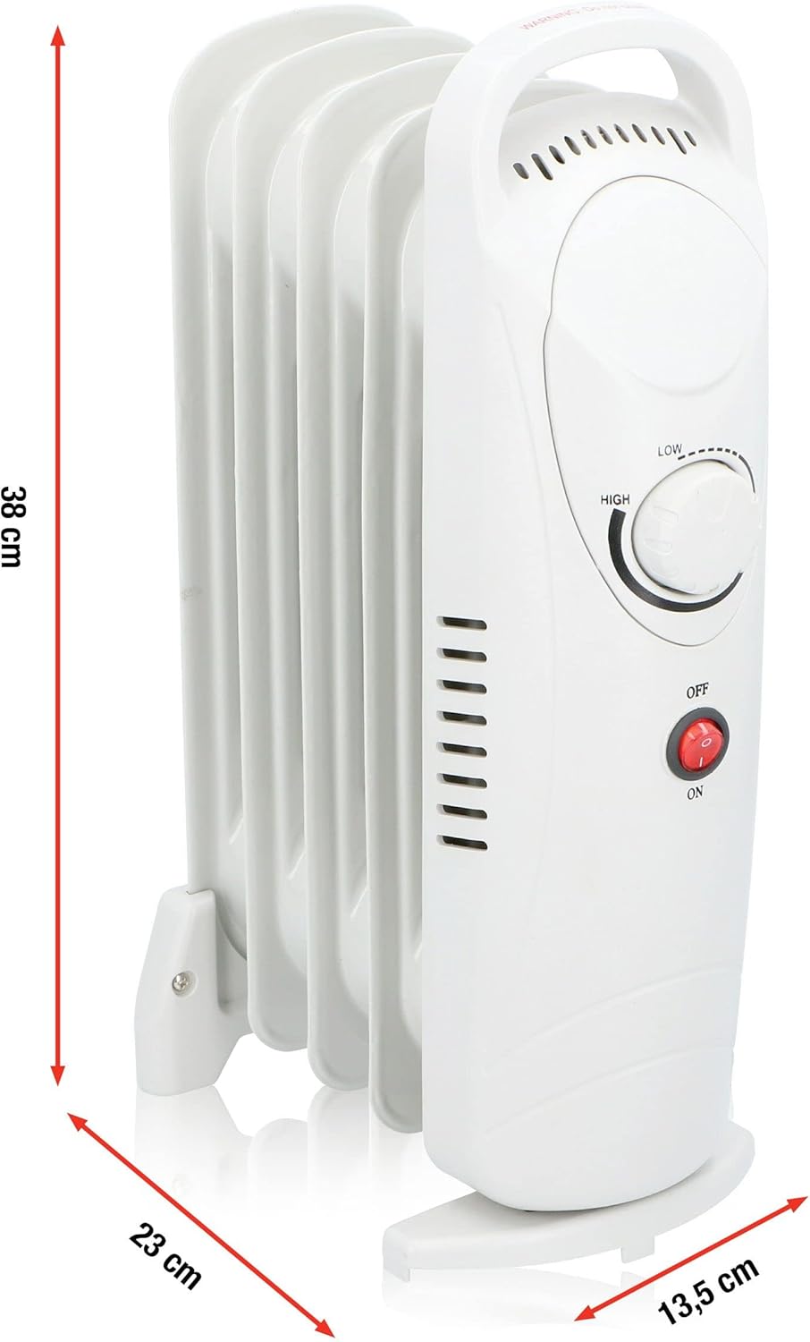 JUNG Elektrischer Ölradiator Heizkörper 500 Watt mit Thermostat, 5 Lamellen, Kompakt und Mobil, Geräuschloses Elektroheizgerät für Innenräume bis 15 m², Energiesparender Stahl-Heizkörper