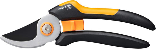 Fiskars Solid Bypass-Gartenschere P321, 20 cm, mit Antihaft-Klinge aus gehärtetem Stahl, für frische Zweige und Rosen, ergonomischer SoftGrip-Griff, Sicherheitsverschluss, Handbetrieb, 167 g
