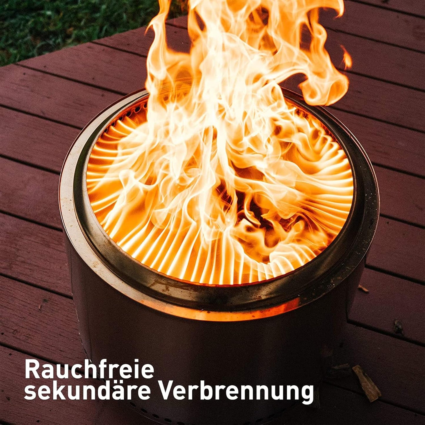 Solo Stove Bonfire Edelstahl Feuerschale Outdoor Kamin, Tragbare Feuerstelle, Raucharm, Mobil mit Standfuß, Schutzhülle und Tragetasche, Für Garten, Terrasse, Camping, Ø 49,5 cm