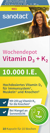 sanotact Vitamin D3 + K2 Wochendepot Kapseln 10 St, 2,5 g