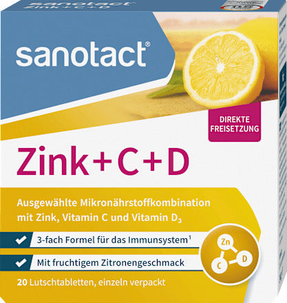sanotact Zink + C + D Lutschtabletten 20 St., 34 g