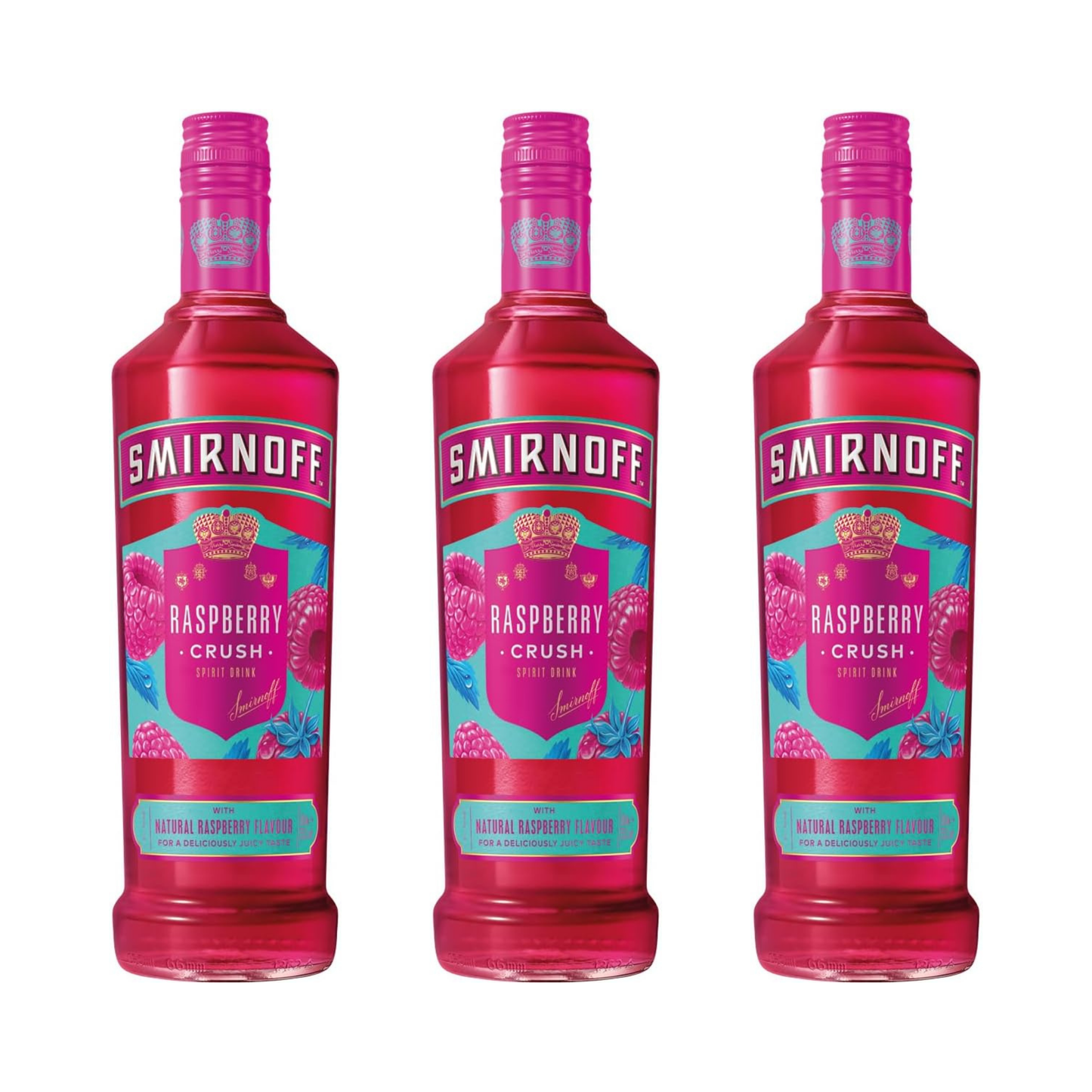 Smirnoff Raspberry Crush 3er Alkohol Set 700 ml - Premium Wodka mit Himbeergeschmack und 25 % vol, ideal für Cocktails, Longdrinks und puren Genuss – Exotische Frucht und weicher Geschmack aus Großbritannien - Alcohol