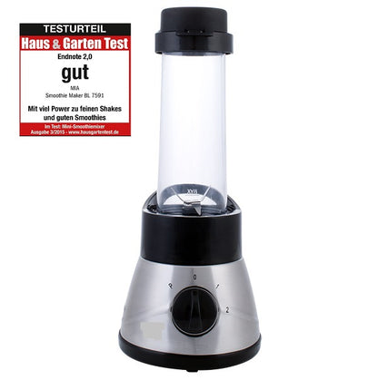 MIA Smoothie Maker 400W, Edelstahl Mixer, To-Go Mixbecher 500ml, 2 Geschwindigkeitsstufen, Spülmaschinenfest, Edelstahlmesser, Smoothie Maker mit Drehregler, für Cocktails, Shakes und Babybrei, 1,22kg