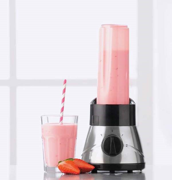 MIA Smoothie Maker 400W, Edelstahl Mixer, To-Go Mixbecher 500ml, 2 Geschwindigkeitsstufen, Spülmaschinenfest, Edelstahlmesser, Smoothie Maker mit Drehregler, für Cocktails, Shakes und Babybrei, 1,22kg