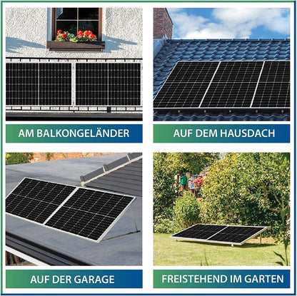 JUNG LONGI Balkonkraftwerk 820W Set mit 2x405W Solarmodulen, Wechselrichter 600W, Plug & Play Photovoltaik Anlage steckerfertig, WLAN, PV Komplettset ohne Genehmigung, Balkon-Solaranlage für Haushalt