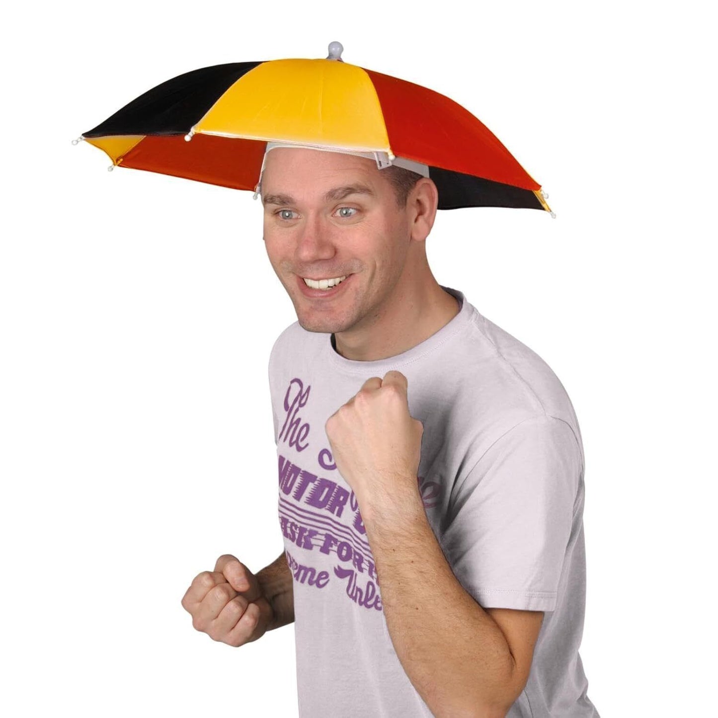 JUNG Kopfregenschirm Deutschland Fußball EM 2024, Sonnenschirm Schwarz-Rot-Gold, UV-Schutz, leicht und faltbar, für Damen und Herren, Fanartikel für die Europameisterschaft 2024