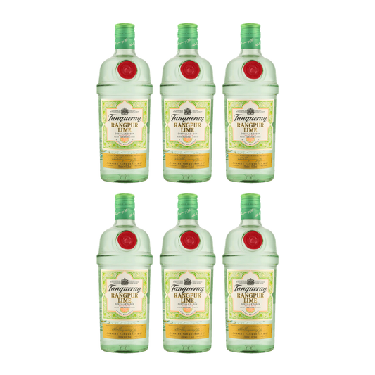 Tanqueray Rangpur 0,7l 41,3% Vol. 6er Alkohol Set – Zitrus Gin mit Rangpur-Limette – 3x 0,7l Tanqueray Gin Set – London Dry Gin mit Limetten-Aromen – Frischer Gin für Cocktails, Tonic & Longdrinks - Alcohol