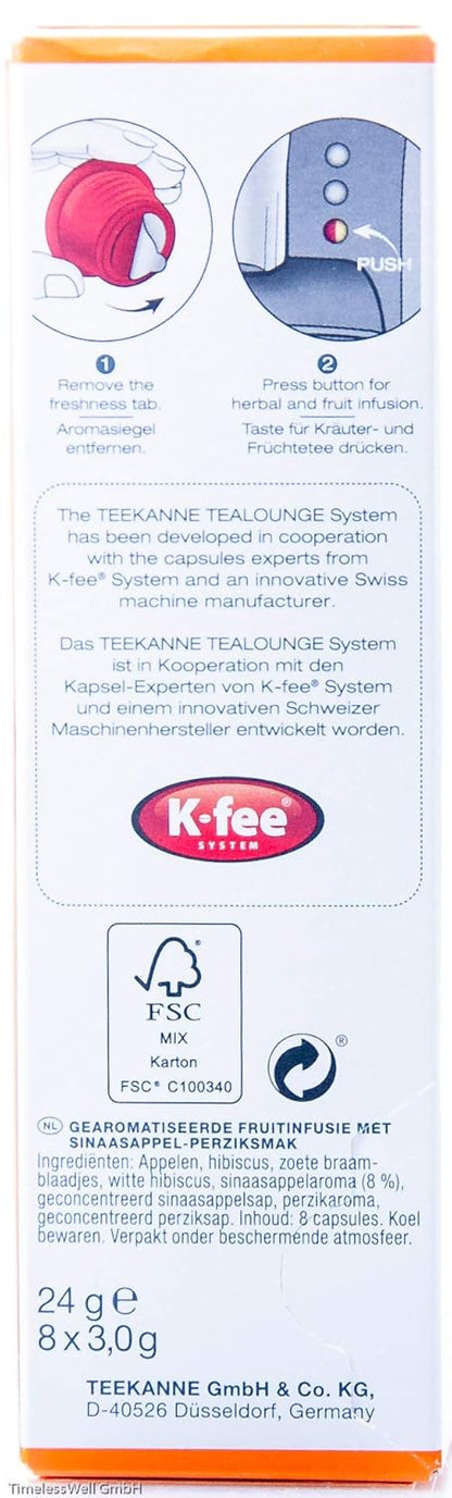 Tealounge Teekapseln Orange Splash Nr. 822 – 3 Packungen x 8 Früchtetee-Kapseln mit Orangensaftkonzentrat, insgesamt 24 Stück aromatischer Tee für das Tealounge System