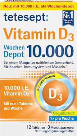 tetesept Vitamin D3 10.000 I.E. Wochendepot Tabletten 12 St, 6 g