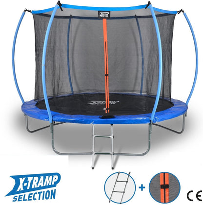 SENA X-Tramp Selection Ø 244 cm, Gartentrampolin für 3 Kinder oder 2 Erwachsene, TÜV geprüft, 180 kg belastbar, mit Sicherheitsnetz, Randabdeckung und Polsterung, ideales Fitness- und Spielgerät für den Garten
