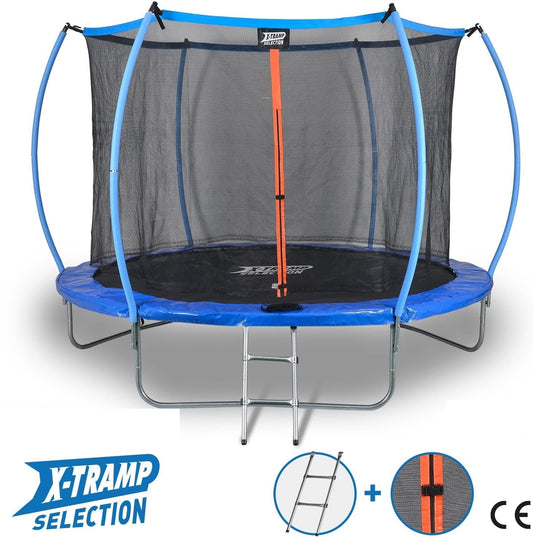 SENA X-Tramp Selection Ø 244 cm, Gartentrampolin für 3 Kinder oder 2 Erwachsene, TÜV geprüft, 180 kg belastbar, mit Sicherheitsnetz, Randabdeckung und Polsterung, ideales Fitness- und Spielgerät für den Garten