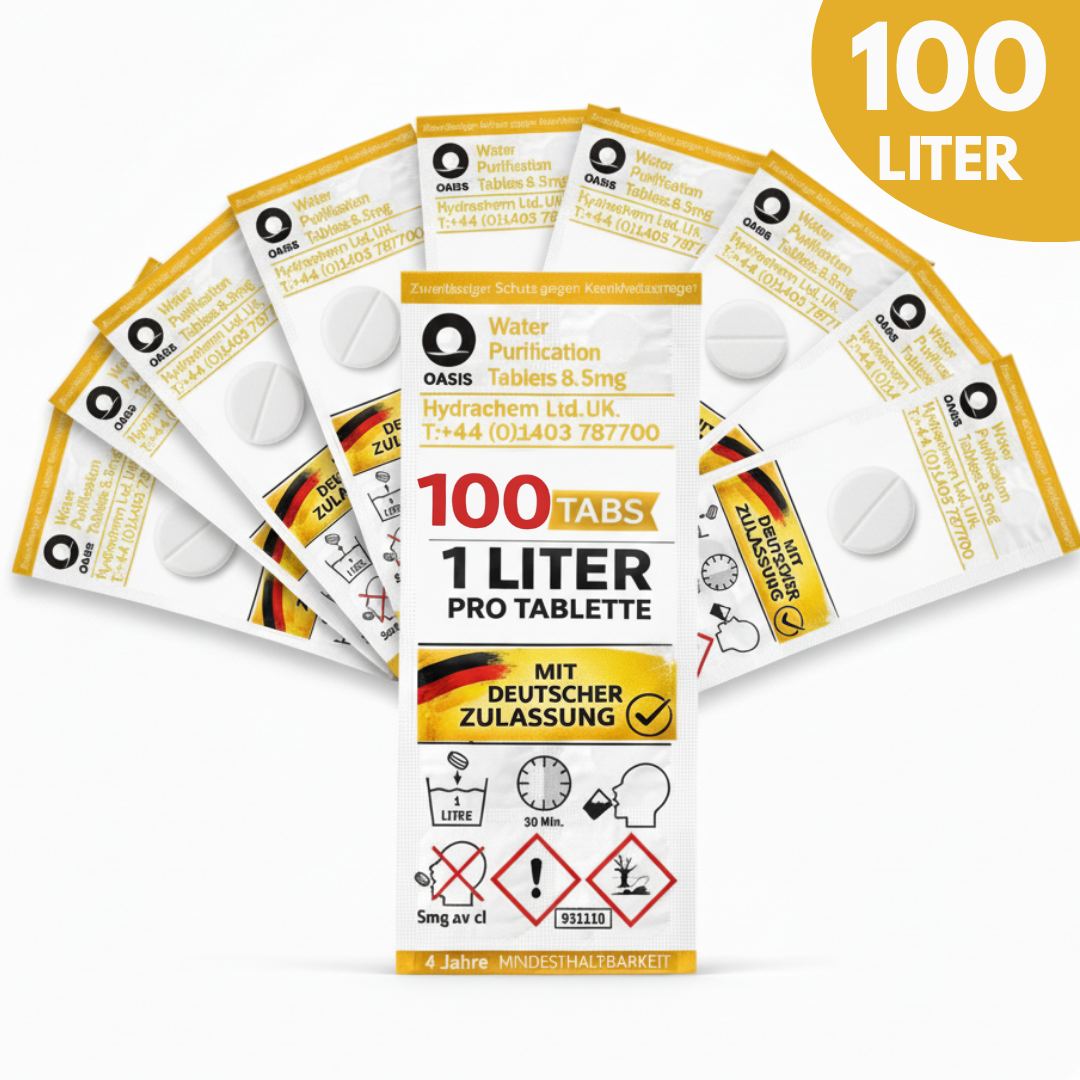 JUNG Oasis 100x1L Tabletten Trinkwasserreinigung+Kanister 10L Wasseraufbereitung
