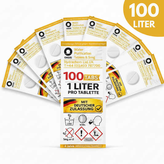 JUNG Oasis 100x1L Tabletten Trinkwasserreinigung+Kanister 10L Wasseraufbereitung