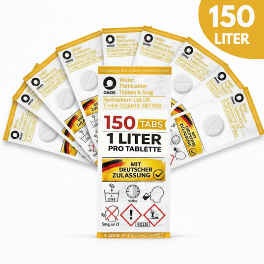 JUNG Oasis 150x1L Tabletten Trinkwasserreinigung+Kanister 10L Wasseraufbereitung