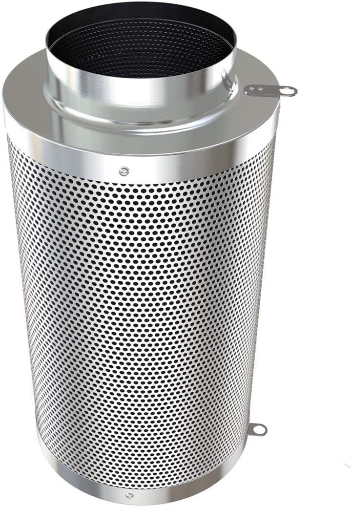 JUNG Vanleno 10,2 cm Aktivkohlefilter, Geruchsfilter mit hochwertiger Virgin-Aktivkohle aus Westaustralien, für Growboxen, Hydrokultur-Systeme, Bäder, Küchen und Keller, mit 2 Vorfiltern und Seilaufhängern