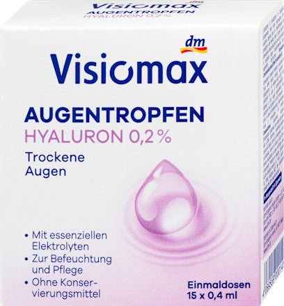 Visiomax Augentropfen 0,2% Hyaluron, konservierungsmittelfrei, 15x0,4 ml (6 ml)